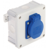 GNIAZDO POJEDYNCZE Z PUSZKĄ ODGAŁĘŹNĄ 2K/98X98/GN-230/EPN 250&nbsp;V AC 16&nbsp;A IP54 Elektro-Plast
