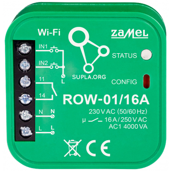INTELIGENTNY PRZEŁĄCZNIK ROW-01/16A Wi-Fi 230 V AC ZAMEL
