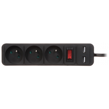LISTWA ZASILAJĄCA PR-1.5M-3G-SW/USB/B (3 GNIAZDA + 2 USB) 1.3 m