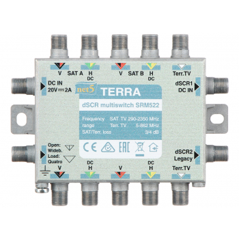MULTISWITCH PRZELOTOWY UNICABLE I/II SRM-522 5 WEJŚĆ / 5  WYJŚĆ + 2 WYJŚCIA UNICABLE TERRA