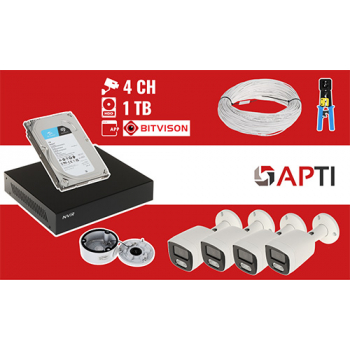 ZESTAW DO MONITORINGU APTI-NVR09-4IPCB 4 KAMERY + REJESTRATOR