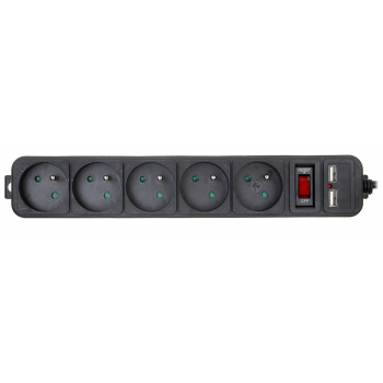 LISTWA ZASILAJĄCA AK-SP-05U (5 GNIAZD + 2 USB) AKYGA