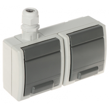 GNIAZDO NATYNKOWE PODWÓJNE AQUANT-G2/V1/EPN 230&nbsp;V AC 16&nbsp;A IP65 Elektro-Plast