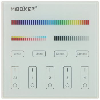 PILOT ŚCIENNY DO STEROWNIKÓW OŚWIETLENIA LED T4 2.4 GHz, MONO, CCT, RGB, RGBW, RGBCCT (RGBWW) MiBOXER
