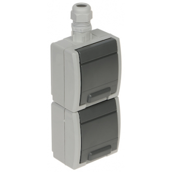 GNIAZDO NATYNKOWE PODWÓJNE AQUANT-G2/V2/EPN 230&nbsp;V AC 16&nbsp;A IP65 Elektro-Plast