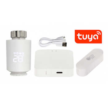 ZESTAW INTELIGENTNEJ GŁOWICY TERMOSTATYCZNEJ Z CZUJKĄ TEMPERATURY ATLO-TH-TUYA-1 ZigBee, Tuya Smart