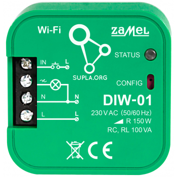 INTELIGENTNY ŚCIEMNIACZ OŚWIETLENIA DIW-01 Wi-Fi, 230 V AC ZAMEL